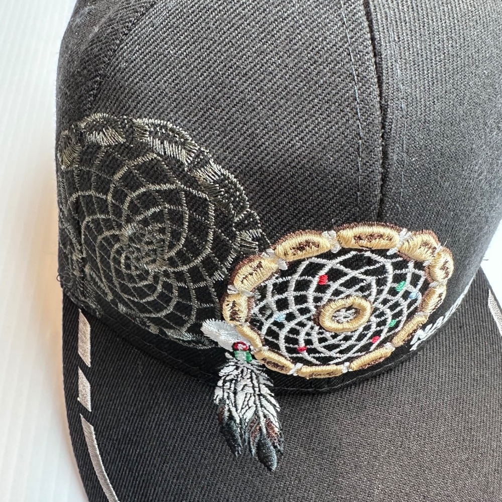Native Pride INDIAN Dreamcatcher  Feather Black Embroidered Cap Hat